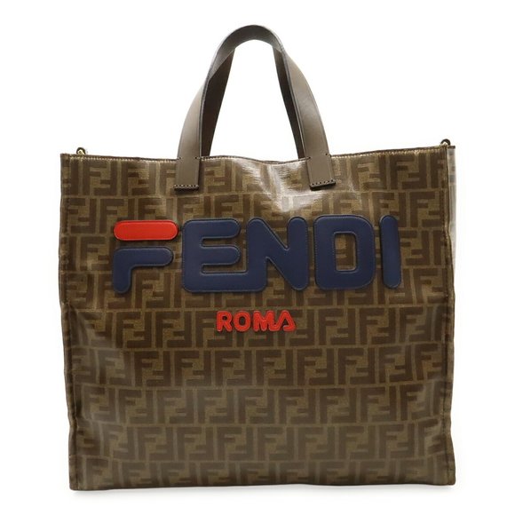 FENDI Fendimania FILA Collaboration Zucca Large Tote Bag, Coated Canvas, Brow... - Picture 1 of 10